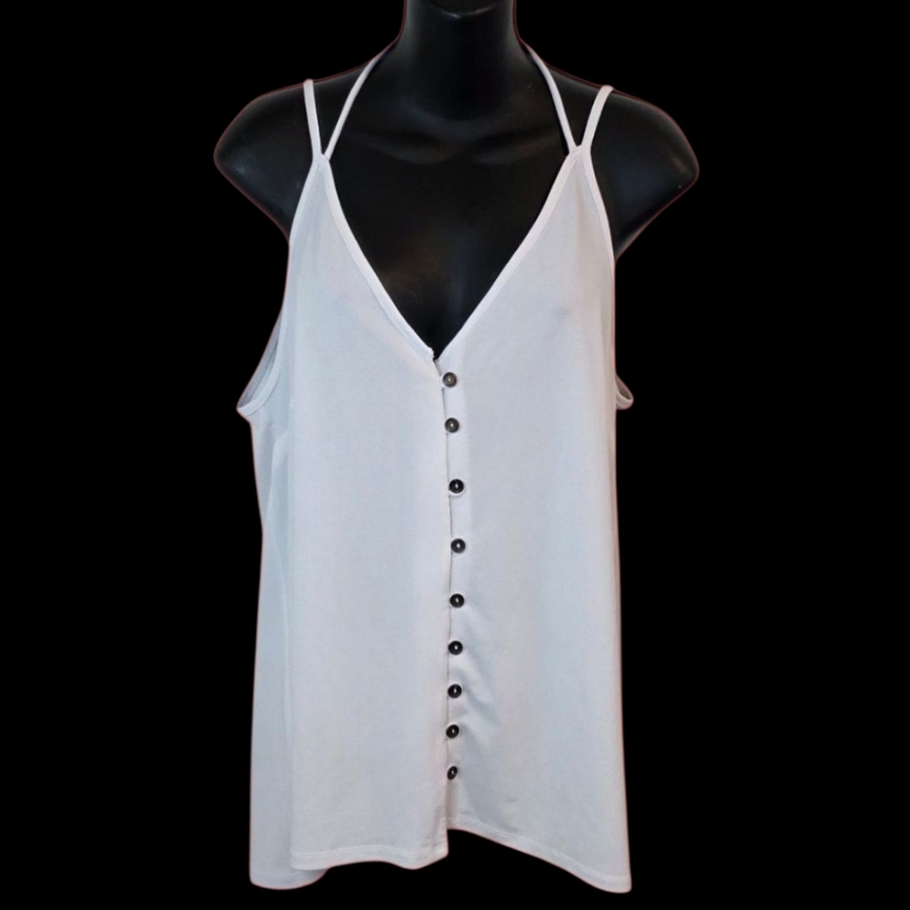 WILLOW & ROOT Halter Tank Top neckline tie, button-Up Sleeveless Top
